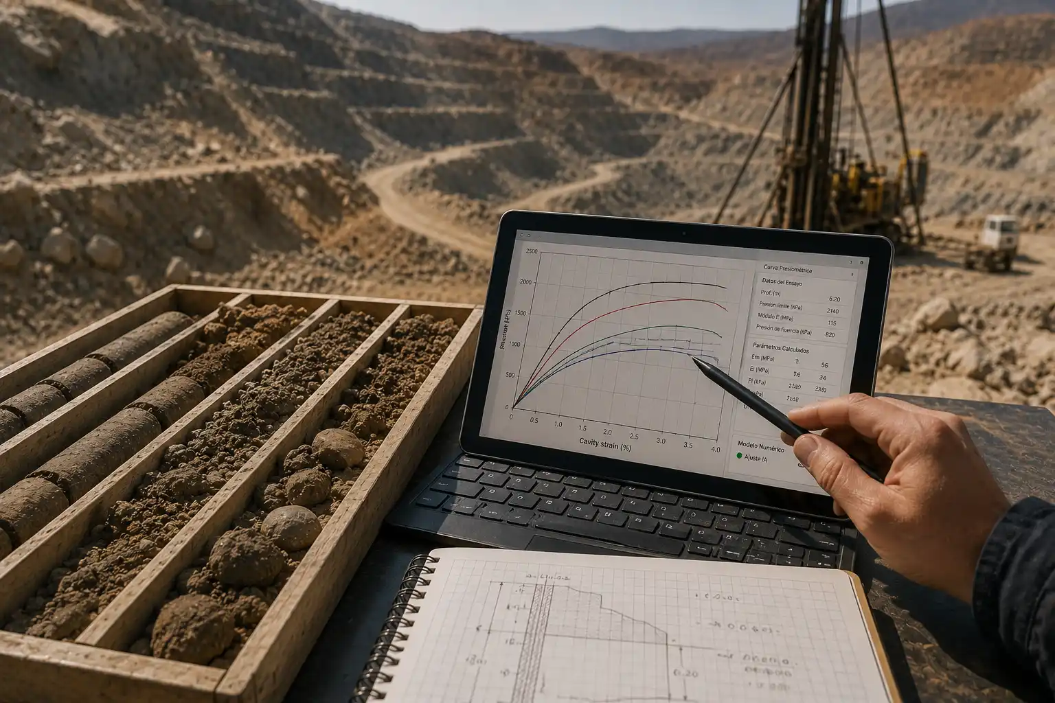 Presiómetros, modelación numérica e inteligencia artificial, una forma de interpretar el terreno en minería